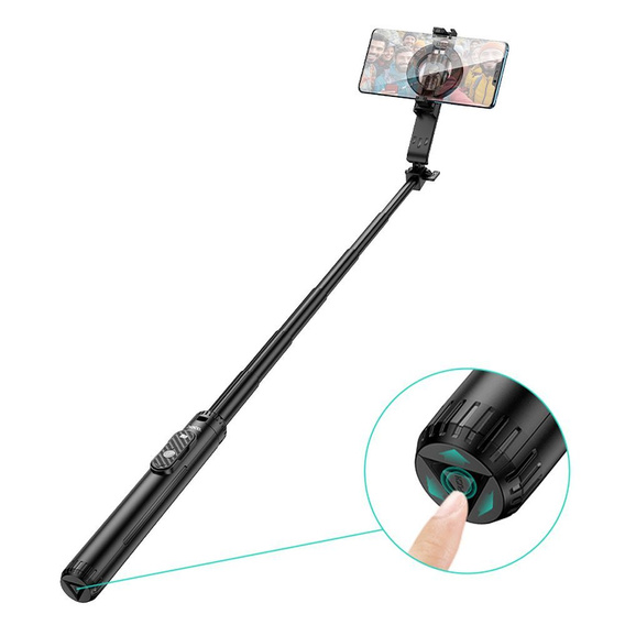 Selfie stick Hoco K25 tripod z pilotem bezprzewodowym magnetyczny - czarny