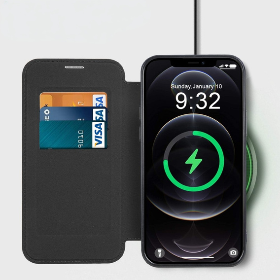 Etui z klapką do iPhone 12 Pro Max, RFID Wallet MagSafe z ochroną aparatu, czarne