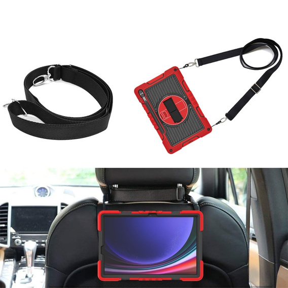 Etui do Samsung Galaxy Tab S9+, Pancerne Ochronne, Czerwone / Czarne