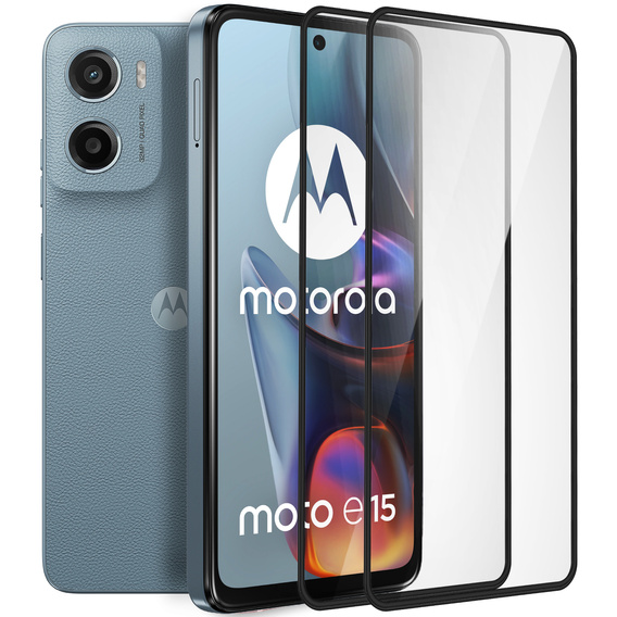 2x Szkło Hartowane do Motorola Moto E15 / G05 / G15 / G15 Power, ERBORD 3D pełne, szybka na cały ekran