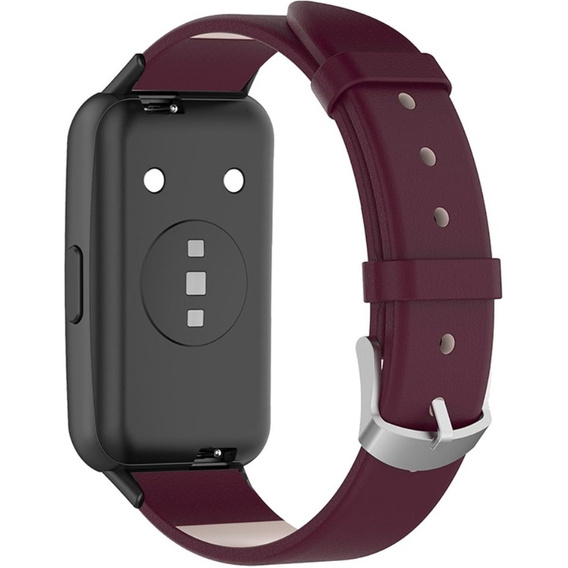 Pasek ze skóry naturalnej do Huawei Band 7, Burgundy