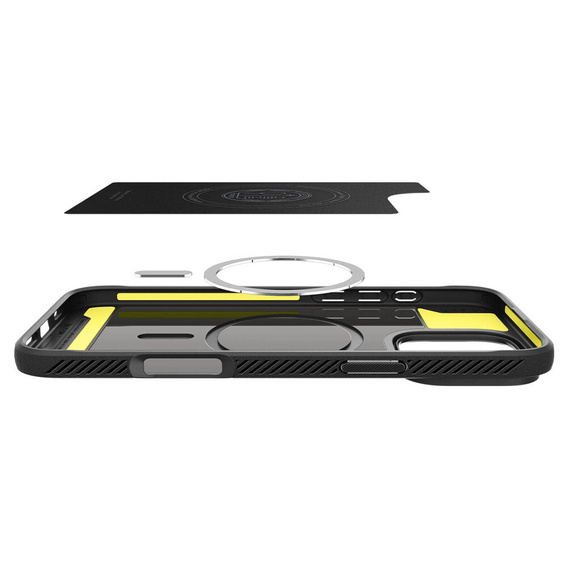 Etui Spigen do iPhone 16 Pro, Rugged Armor MagSafe, szare + Szkło Hartowane 9H
