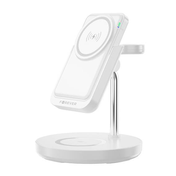 Forever Ładowarka bezprzewodowa MagSafe 5w1 z Powerbankiem, biała