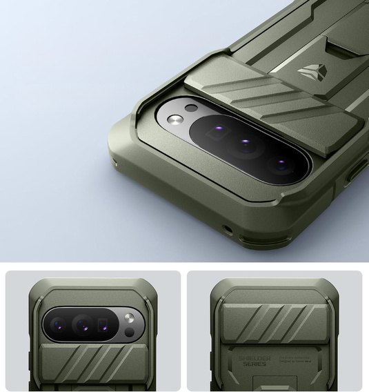 Etui pancerne do Google Pixel 10 Pro XL, Dexnor Full Body (Two Frames) - zielone