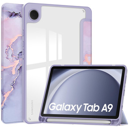 Stylowe etui do Samsung Galaxy Tab A9 – Smartcase Hybrid Marble fioletowe