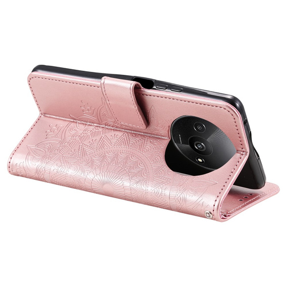 Etui z klapką do Xiaomi Redmi A3, Mandala, różowe