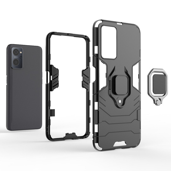 Etui do Realme 9i / Oppo A96, Kickstand Ring, czarne