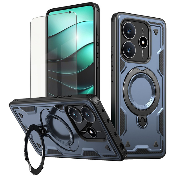 Etui do Xiaomi Redmi Note 14 5G, Military MagSafe, niebieskie + Szkło 9H