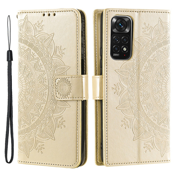 Etui z klapką do Xiaomi Redmi Note 11/11S, Mandala, Złote