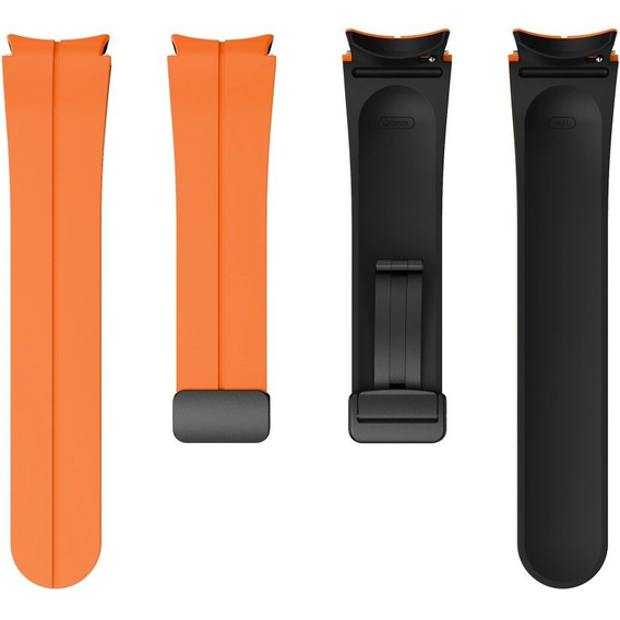 Pasek Silikonowy do Samsung Galaxy Watch 4/5/6/7/FE 40/42/43/44/45/46/47mm, Pomarańczowy / Czarny