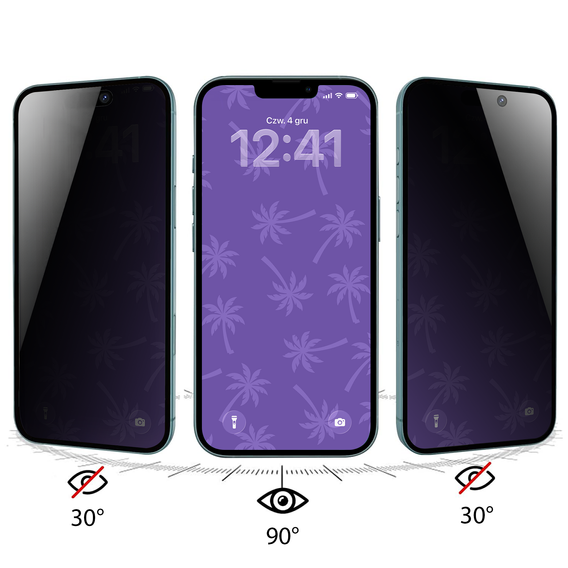 Szkło Hartowane Prywatyzujące Shy Palm do iPhone 13 Pro Max