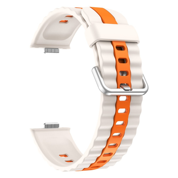Pasek Silikonowy do Huawei Watch Fit 4 / 4 Pro / 3, Beżowy / Pomarańczowy