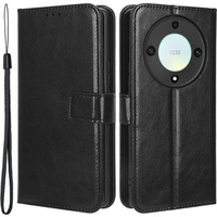 Etui z klapką do Honor Magic 5 Lite, Crazy Horse Wallet, czarne