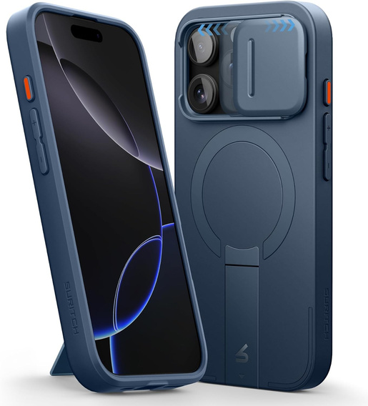 Etui do iPhone 16 Pro, Suritch Shockproof, do MagSafe, granatowe