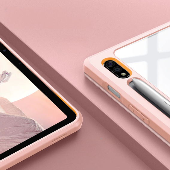 Etui do Samsung Galaxy Tab S10 Lite / S10 FE / S9 FE, Smartcase Hybrid, z miejscem na rysik, Marble różowe