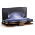 Etui z klapką CASEME do Samsung Galaxy Z Fold6 5G, Litchi Wallet, brązowe