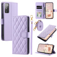 Etui z klapką do Samsung Galaxy S20 FE, Rhombus Crossbody Leather, fioletowe