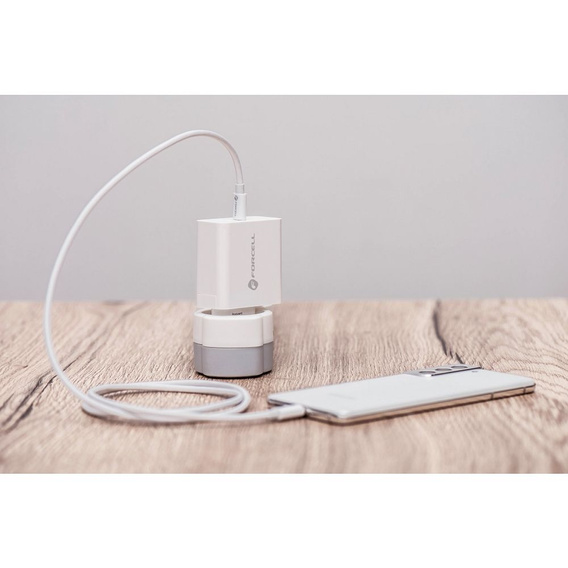 Forcell F-Energy TFK‑TC‑45WPD – Szybka ładowarka sieciowa USB-C 45 W QC4.0/PD - Biała