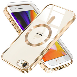 Etui do iPhone 7 Plus / 8 Plus, Electro MagSafe, złote + Szkło na ekran