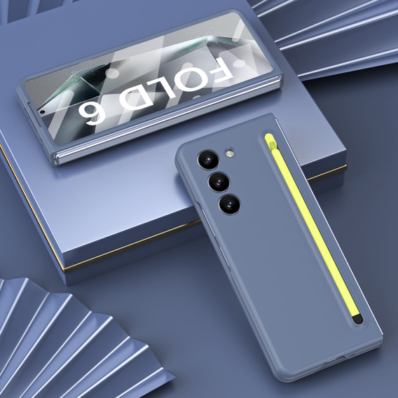 Etui do Samsung Galaxy Z Fold6 5G, ze szkłem i rysikiem, niebieskie / zielone