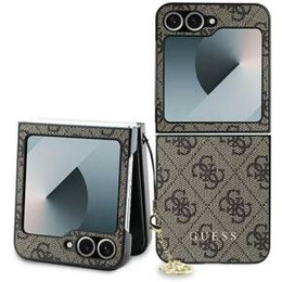 Etui GUESS do Samsung Galaxy Z Flip7 FE / Z Flip6, 4G Charms Collection Hardcase, brązowe