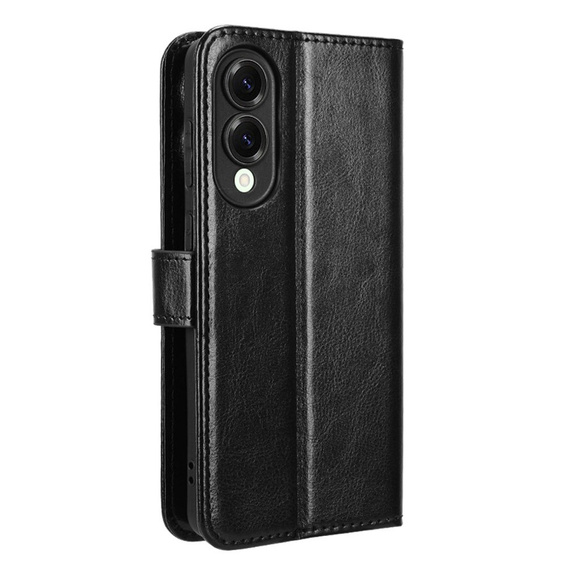 Etui z klapką do Samsung Galaxy S25 Edge, Crazy Horse Wallet, czarne