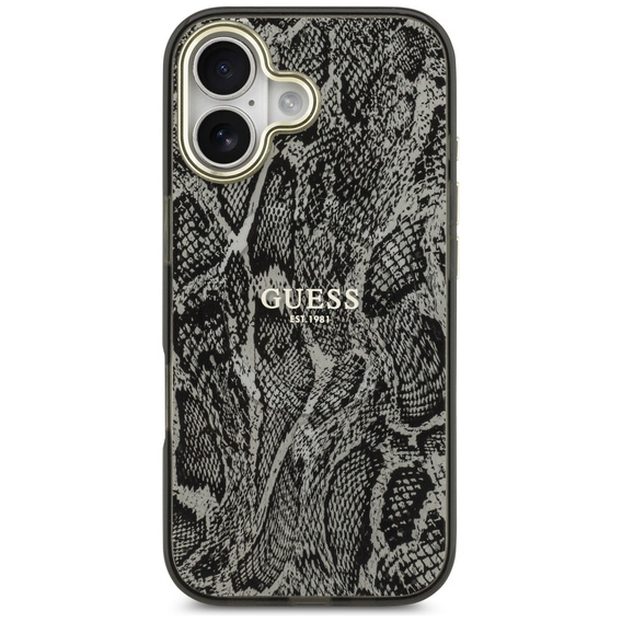 Etui GUESS do iPhone 17, Python Pattern MagSafe, czarne