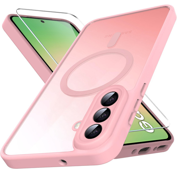 Etui do Samsung Galaxy A56 5G, do MagSafe, ERBORD Matt Case, różowe + Szkło na ekran