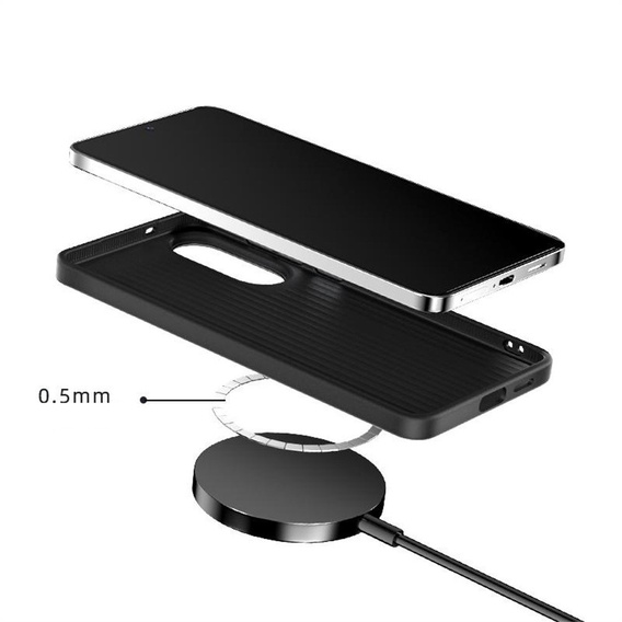 Etui do Samsung Galaxy S25 Edge, ABEEL Efekt karbonu, do MagSafe, czarne