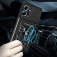 Etui do Xiaomi Redmi Note 12 4G, pancerne Slide Ring, czarne + szkło 9H