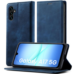 Etui z klapką do Samsung Galaxy A17 5G, Smart Suede - granatowe