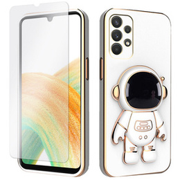 Zestaw Etui Electro do Samsung Galaxy A33 5G, Astronauta, Białe + szkło