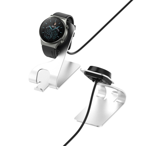 Ładowarka USB Stacja Dokująca do Huawei Watch 3 / 3 Pro / GT 2 Pro, Srebrna