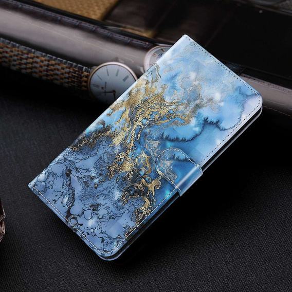Etui z klapką do Samsung Galaxy A14 4G/5G, Wallet, Marble niebieskie