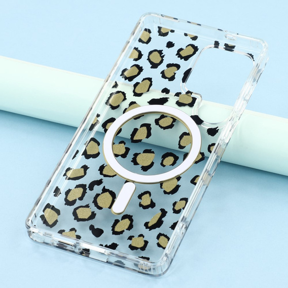 Etui magnetyczne do Samsung Galaxy S25 Ultra z nadrukiem panterki – czarne