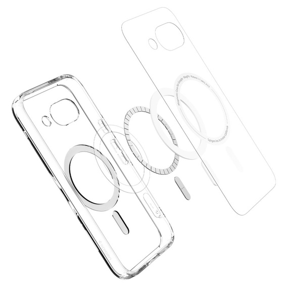 Etui z MagSafe Spigen do Google Pixel 9A, Ultra Hybrid, przezroczyste / białe + Szkło Hartowane 9H