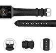 Pasek Skórzany do Huawei Watch Fit 2, z przeszyciami, Czarny