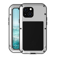 Etui Love Mei do iPhone 13 Mini, pancerne ze szkłem, srebrne