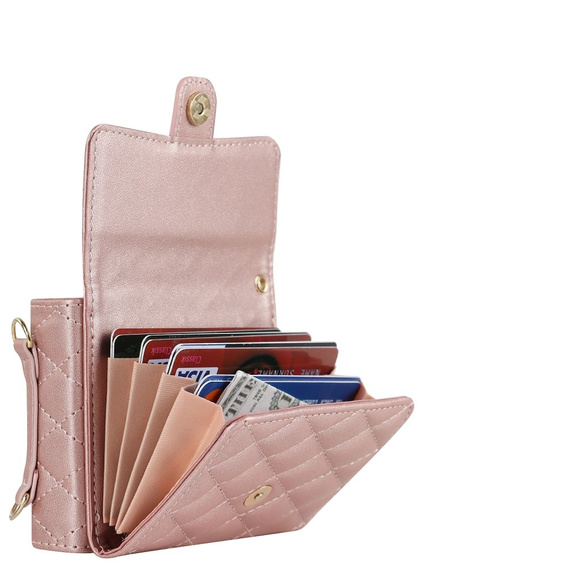 Etui skórzane Card Slots do Samsung Galaxy Z Flip7 FE / Z Flip6, różowe złoto