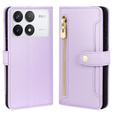 Etui z klapką do Xiaomi Poco F6 Pro, Wallet Zipper Pocket, fioletowe