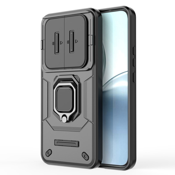 Etui pancerne do Realme 14 Pro+ 5G, z osłoną aparatu i podstawką, czarne