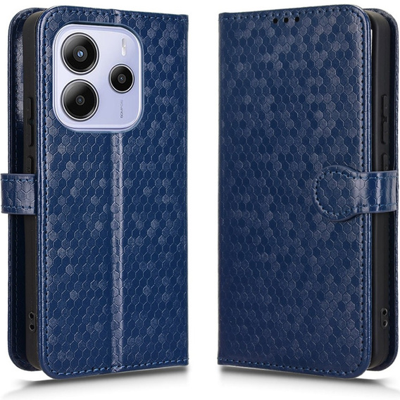 Etui z klapką do Xiaomi Redmi Note 14 4G, Wallet Rhombus, niebieskie