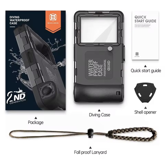SHELLBOX 2nd gen I Uniwersalne Etui Wodoodporne na telefon z IPX8, czarne