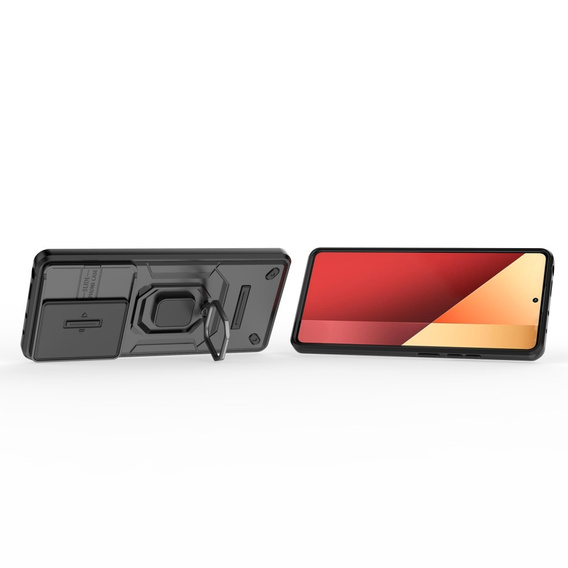 Etui do Xiaomi Redmi Note 13 Pro 4G / Xiaomi Redmi Note 14S / Xiaomi Poco M6 Pro 4G, KickStand Camera Lens, czarne