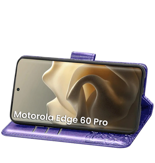 Etui z klapką do Motorola Edge 60 Pro, Butterfly - fioletowe