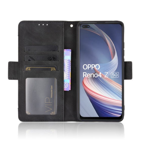 Etui z klapką do Oppo Reno 4 Z 5G, Card Slot, czarne