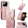 Etui z klapką do Xiaomi 15T Pro, Butterfly, różowe rose gold