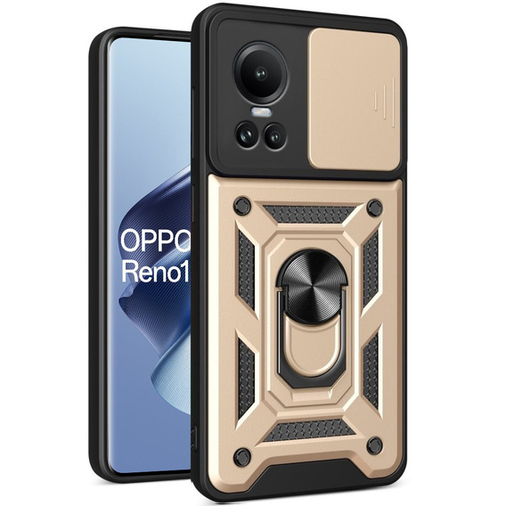 Etui pancerne do Oppo Reno 10 / 10 Pro, CamShield Slide, złote