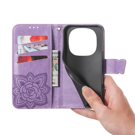 Etui z klapką do Xiaomi Redmi Note 15 Pro Plus 5G, Butterfly, fioletowe