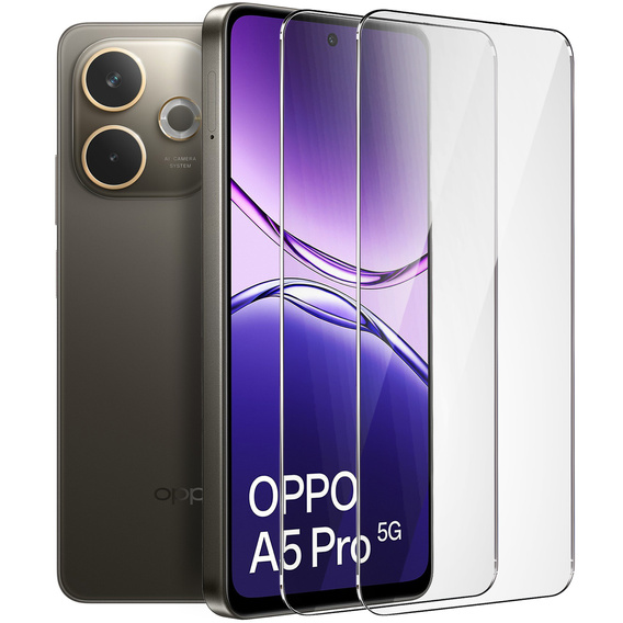 2x Szkło Hartowane do Oppo A5 Pro 5G, ERBORD 9H Hard Glass, szybka